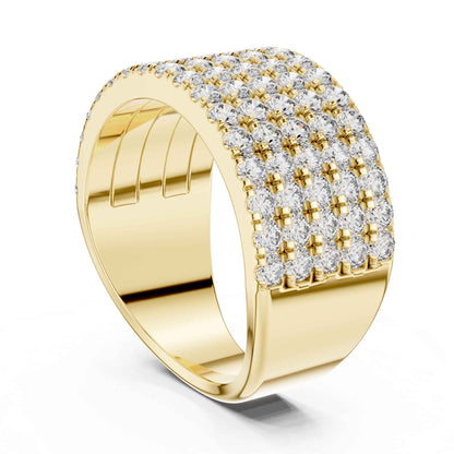 Wide Five Row Round Lab Grown Diamond Wedding Band Ring