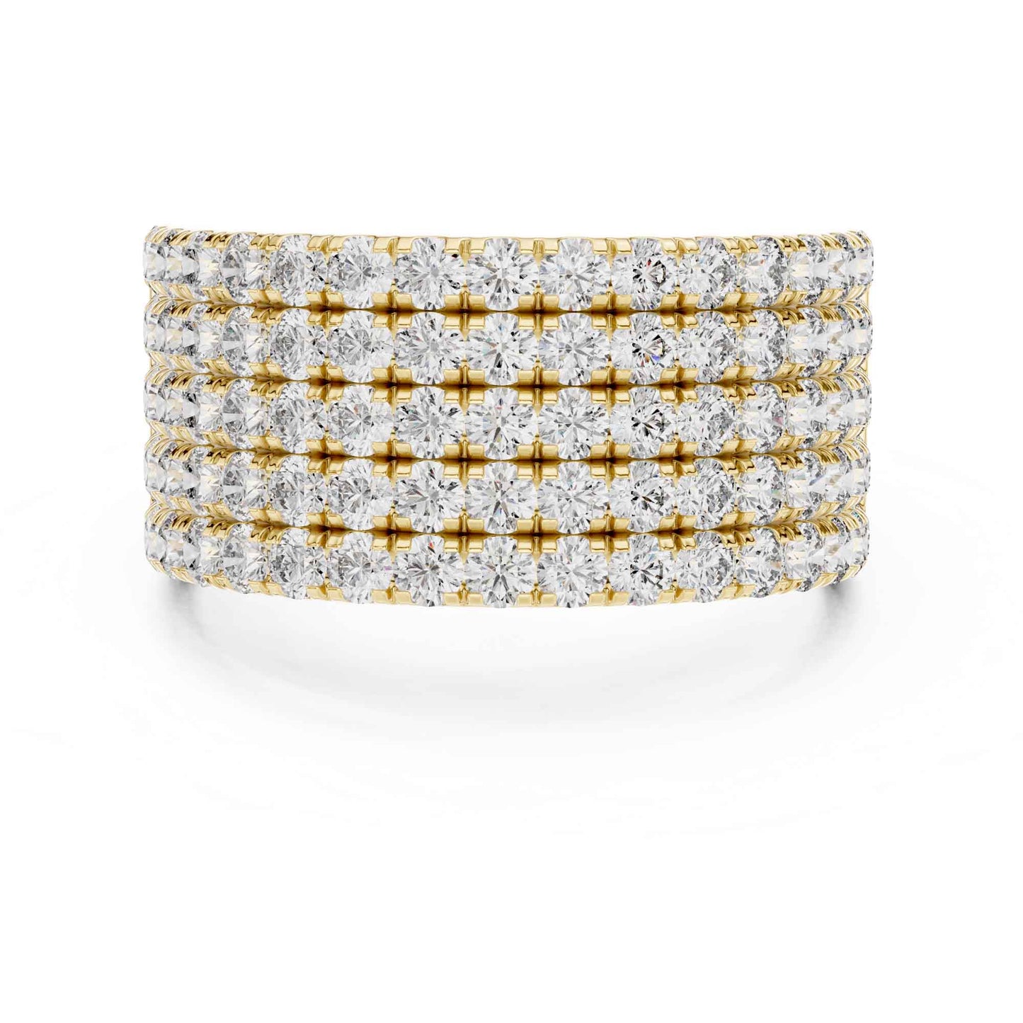 Wide Five Row Round Lab Grown Diamond Wedding Band Ring