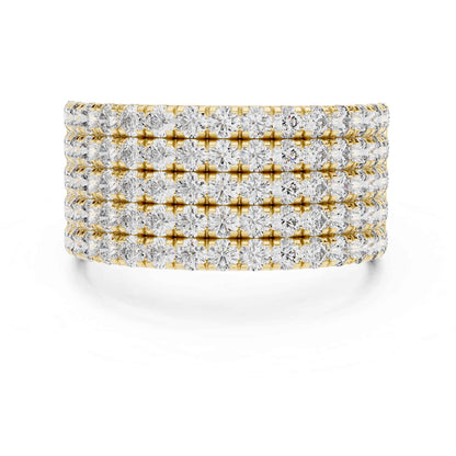 Wide Five Row Round Lab Grown Diamond Wedding Band Ring