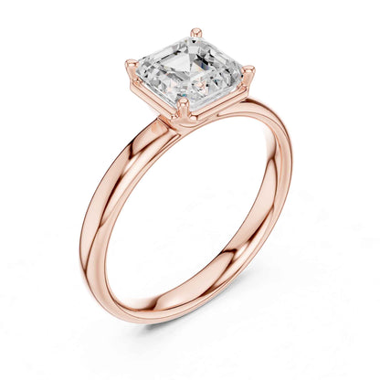 1.5 Carat Asscher Cut Diamond Engagement Ring with Classic Four-Prong