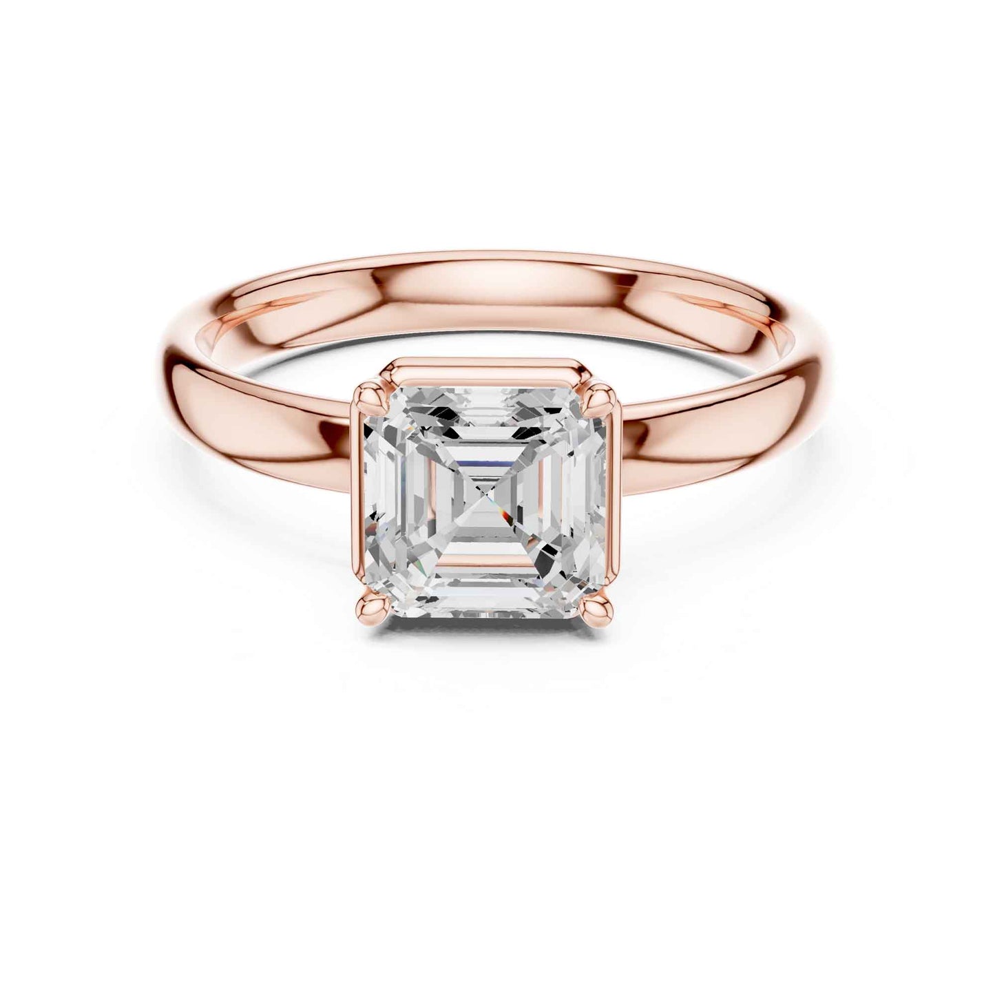 1.5 Carat Asscher Cut Diamond Engagement Ring with Classic Four-Prong