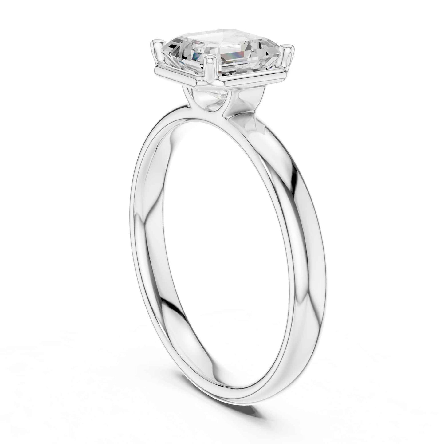1.5 Carat Asscher Cut Diamond Engagement Ring with Classic Four-Prong