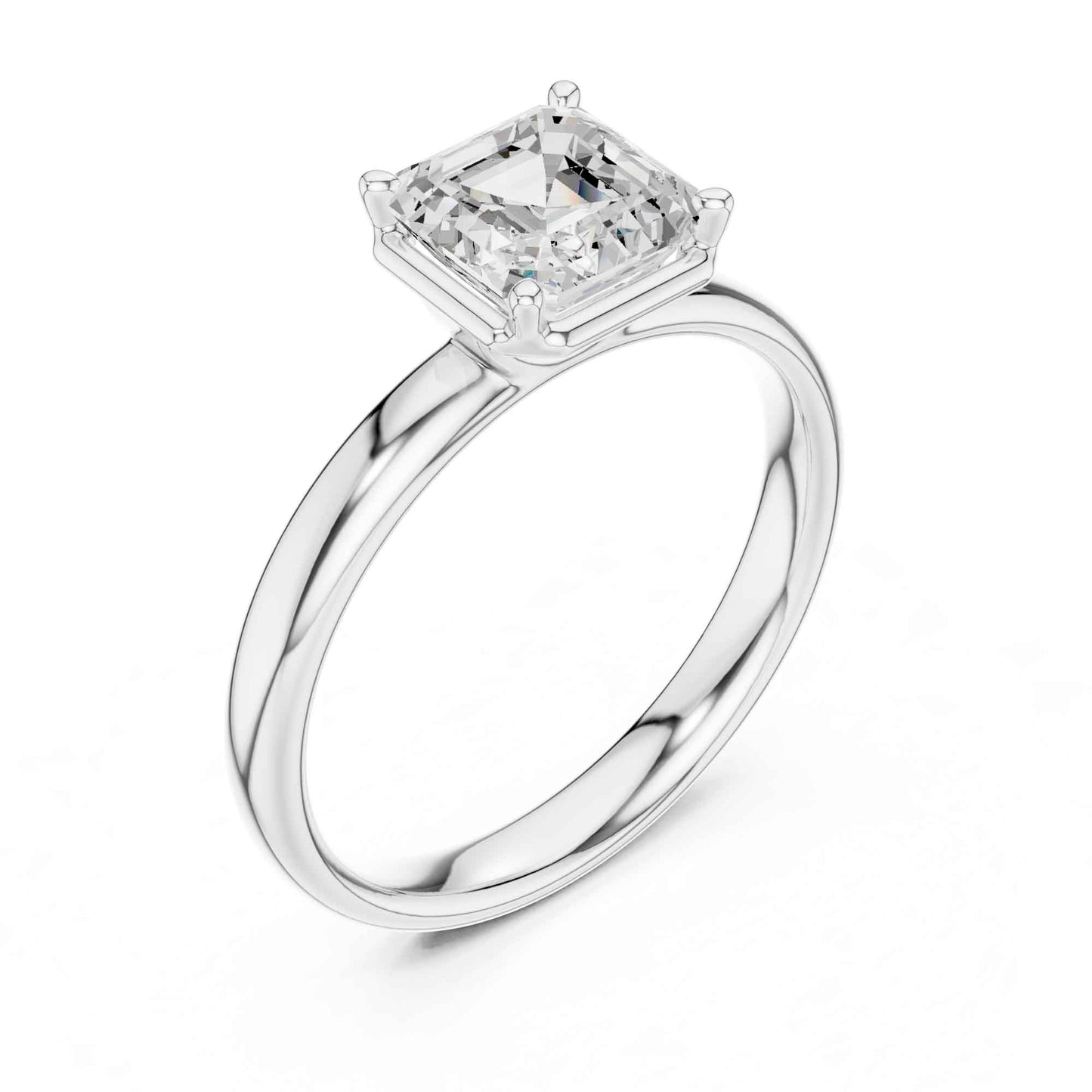 1.5 Carat Asscher Cut Diamond Engagement Ring with Classic Four-Prong