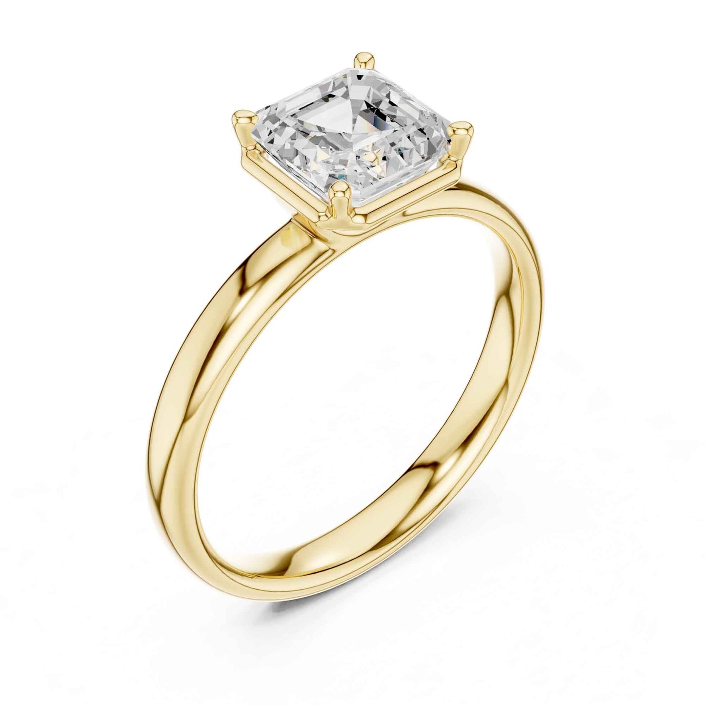 1.5 Carat Asscher Cut Diamond Engagement Ring with Classic Four-Prong