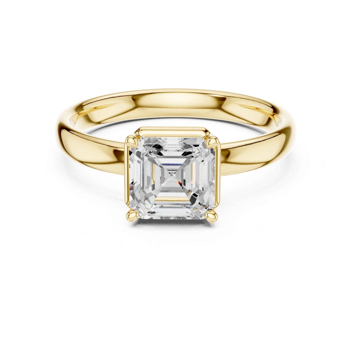 1.5 Carat Asscher Cut Diamond Engagement Ring with Classic Four-Prong