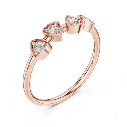 Round Cut Diamond Wedding Band with Shared Prong Setting