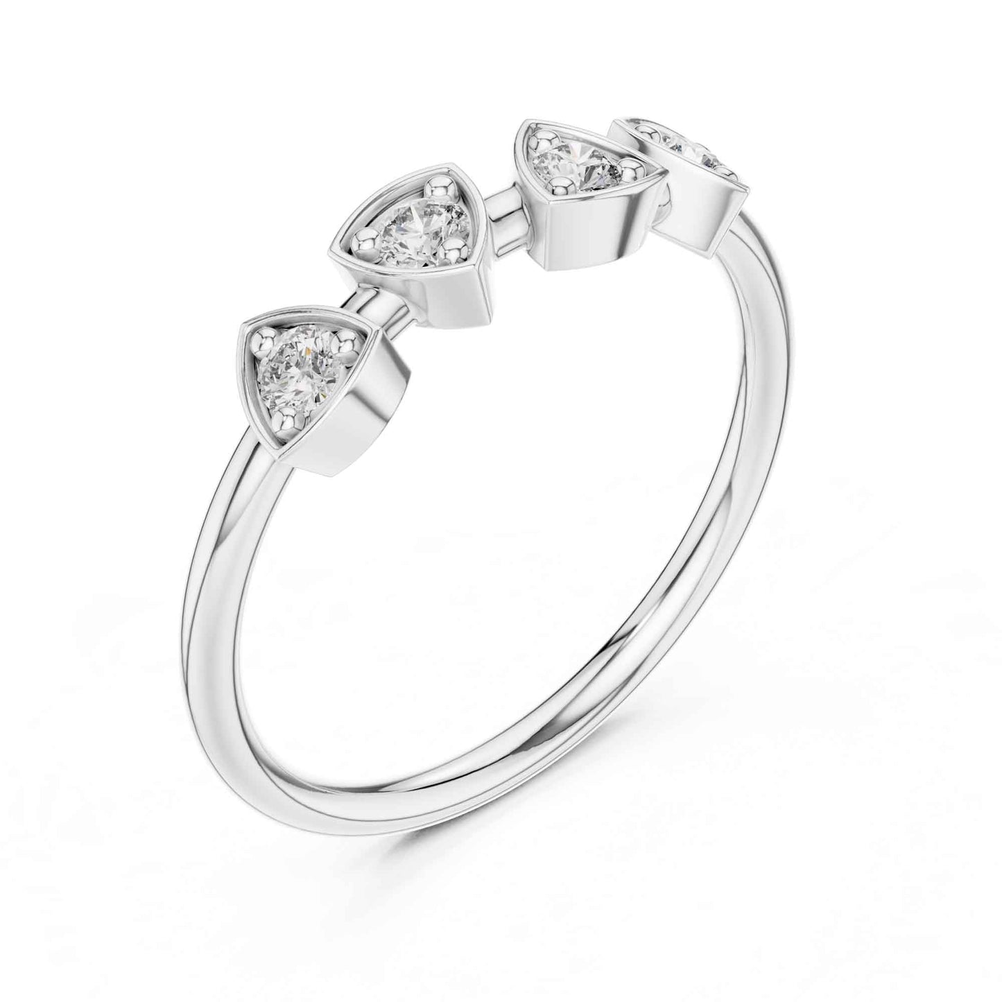 Round Cut Diamond Wedding Band with Shared Prong Setting