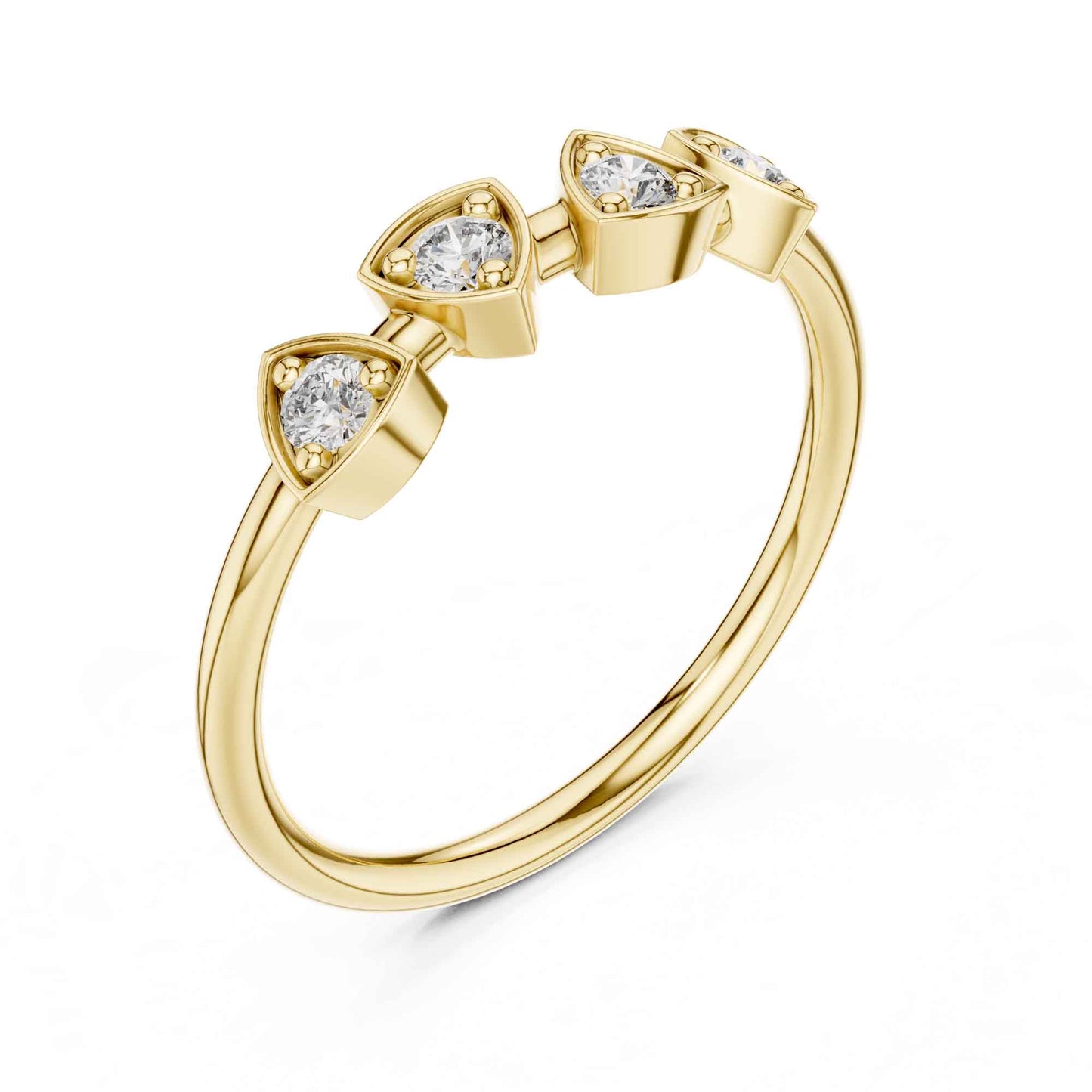 Round Cut Diamond Wedding Band with Shared Prong Setting