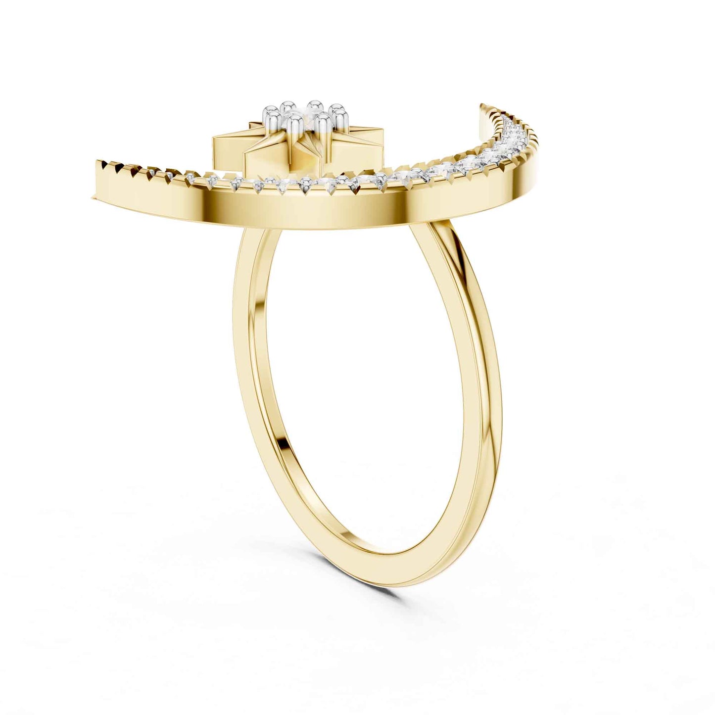 Celestial Moon and Star Lab Grown Diamond Statement Ring
