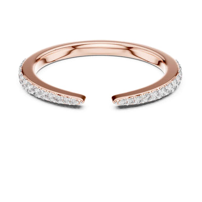 Open Band Lab Grown Diamond Ring with Pave Set Ends