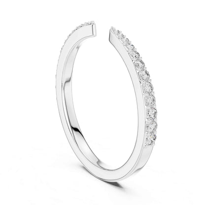 Open Band Lab Grown Diamond Ring with Pave Set Ends