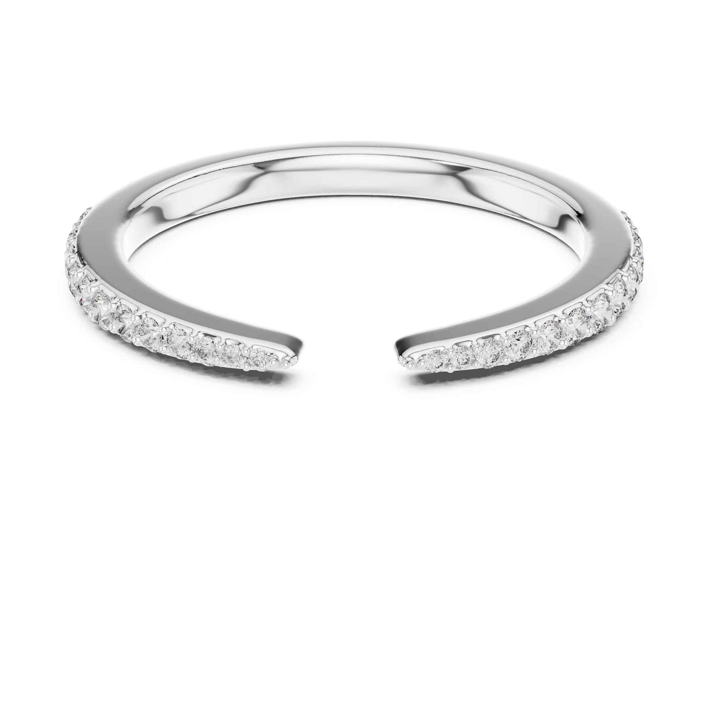 Open Band Lab Grown Diamond Ring with Pave Set Ends