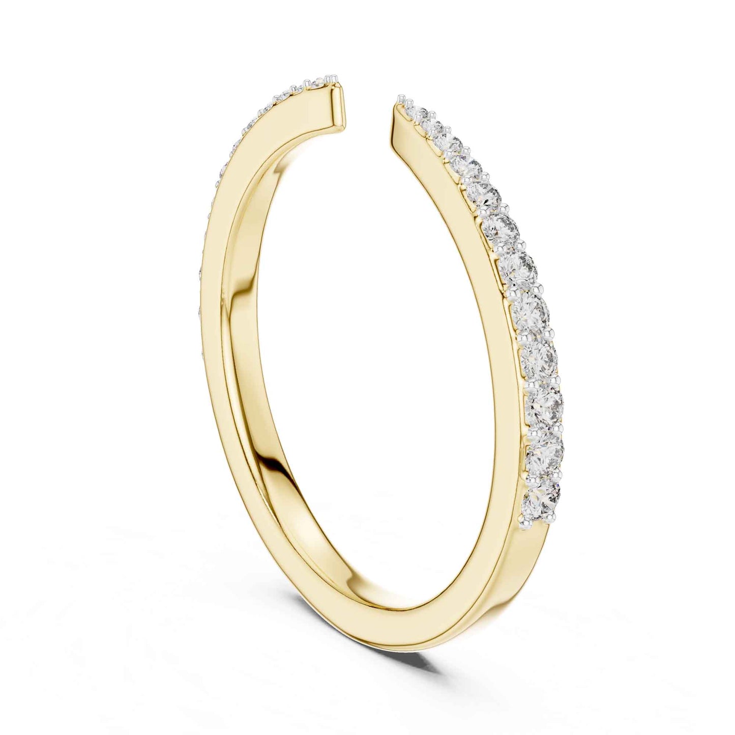 Open Band Lab Grown Diamond Ring with Pave Set Ends