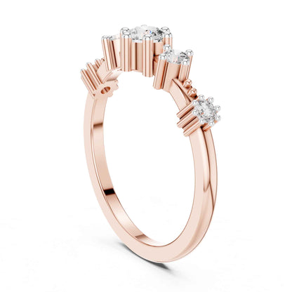 0.30 Carat Three Stone Lab Grown Diamond Ring with Baguette Side Accents