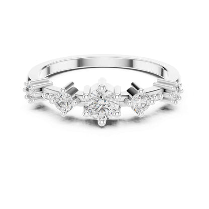 0.30 Carat Three Stone Lab Grown Diamond Ring with Baguette Side Accents