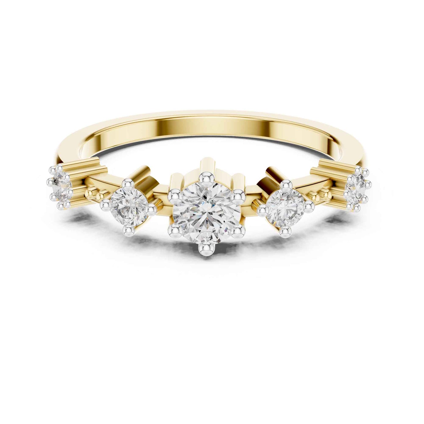 0.30 Carat Three Stone Lab Grown Diamond Ring with Baguette Side Accents