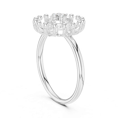 Unique Halo Style Lab Grown Diamond Ring with Starburst Detailing