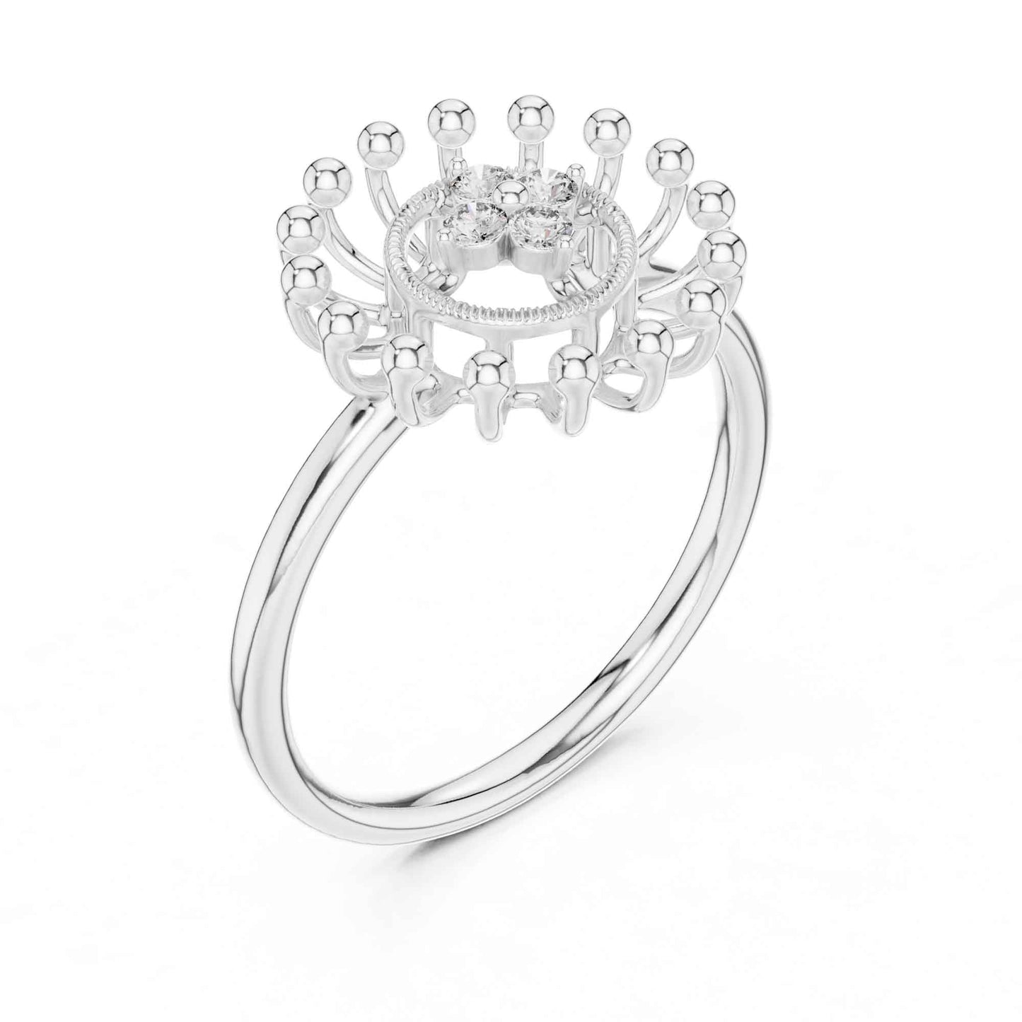 Unique Halo Style Lab Grown Diamond Ring with Starburst Detailing