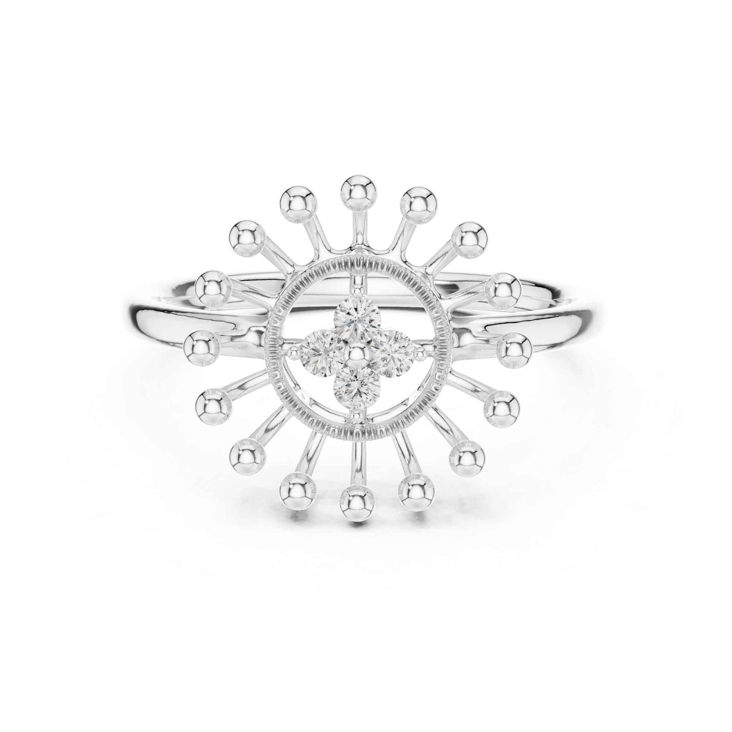 Unique Halo Style Lab Grown Diamond Ring with Starburst Detailing