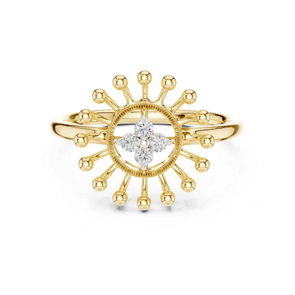 Unique Halo Style Lab Grown Diamond Ring with Starburst Detailing