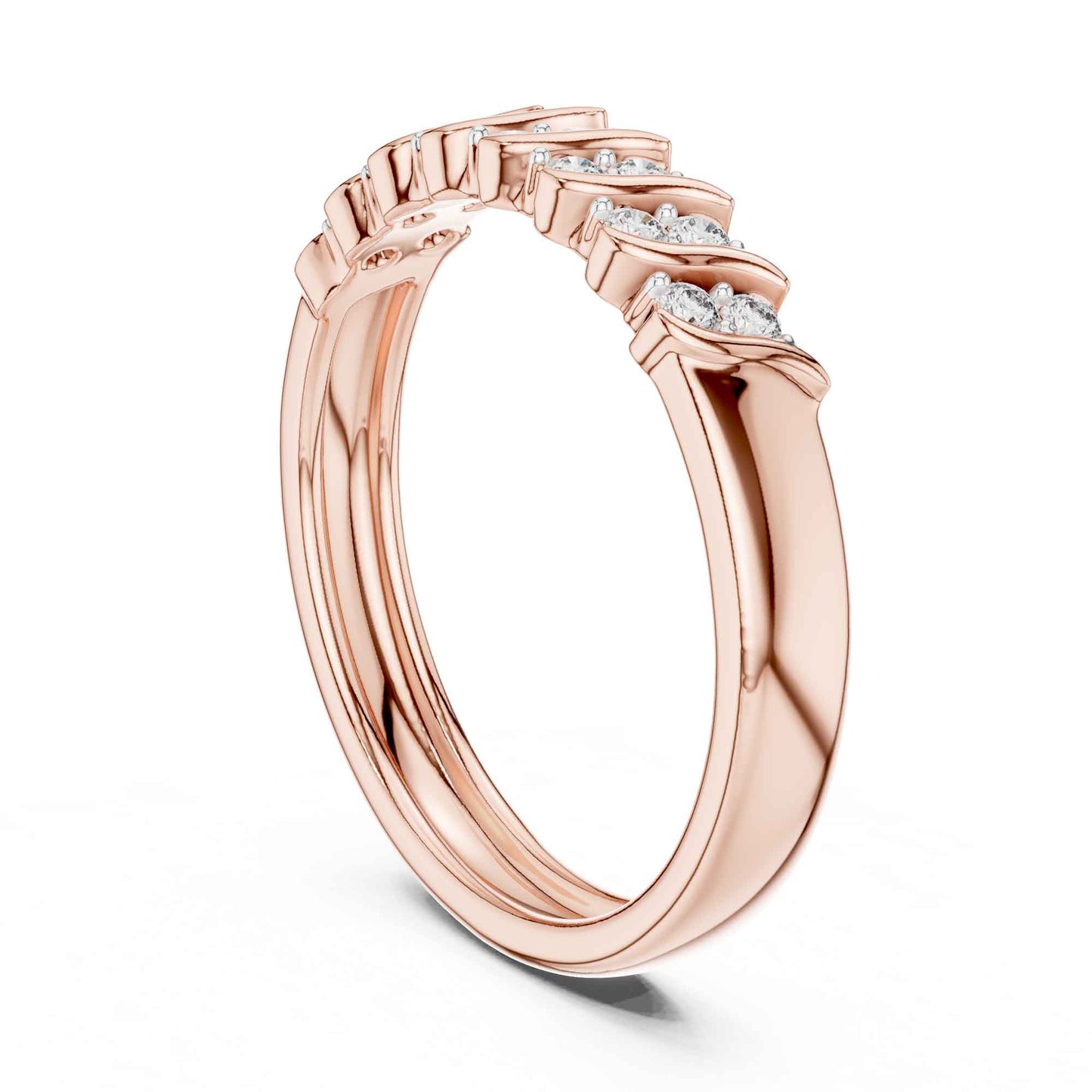 Elegant Lab Grown Diamond Band Ring with Wave-Inspired Prong Design