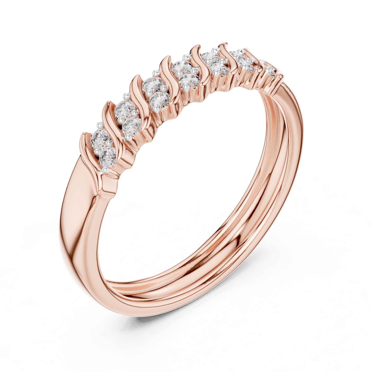 Elegant Lab Grown Diamond Band Ring with Wave-Inspired Prong Design