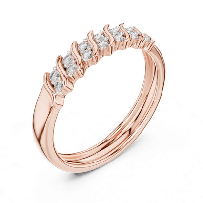 Elegant Lab Grown Diamond Band Ring with Wave-Inspired Prong Design