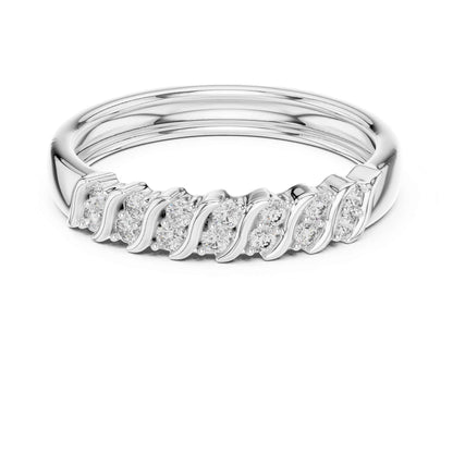 Elegant Lab Grown Diamond Band Ring with Wave-Inspired Prong Design