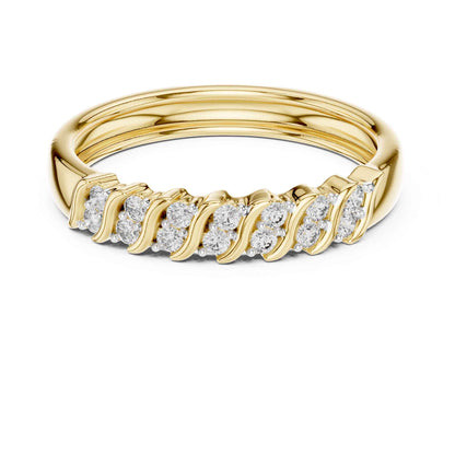 Elegant Lab Grown Diamond Band Ring with Wave-Inspired Prong Design