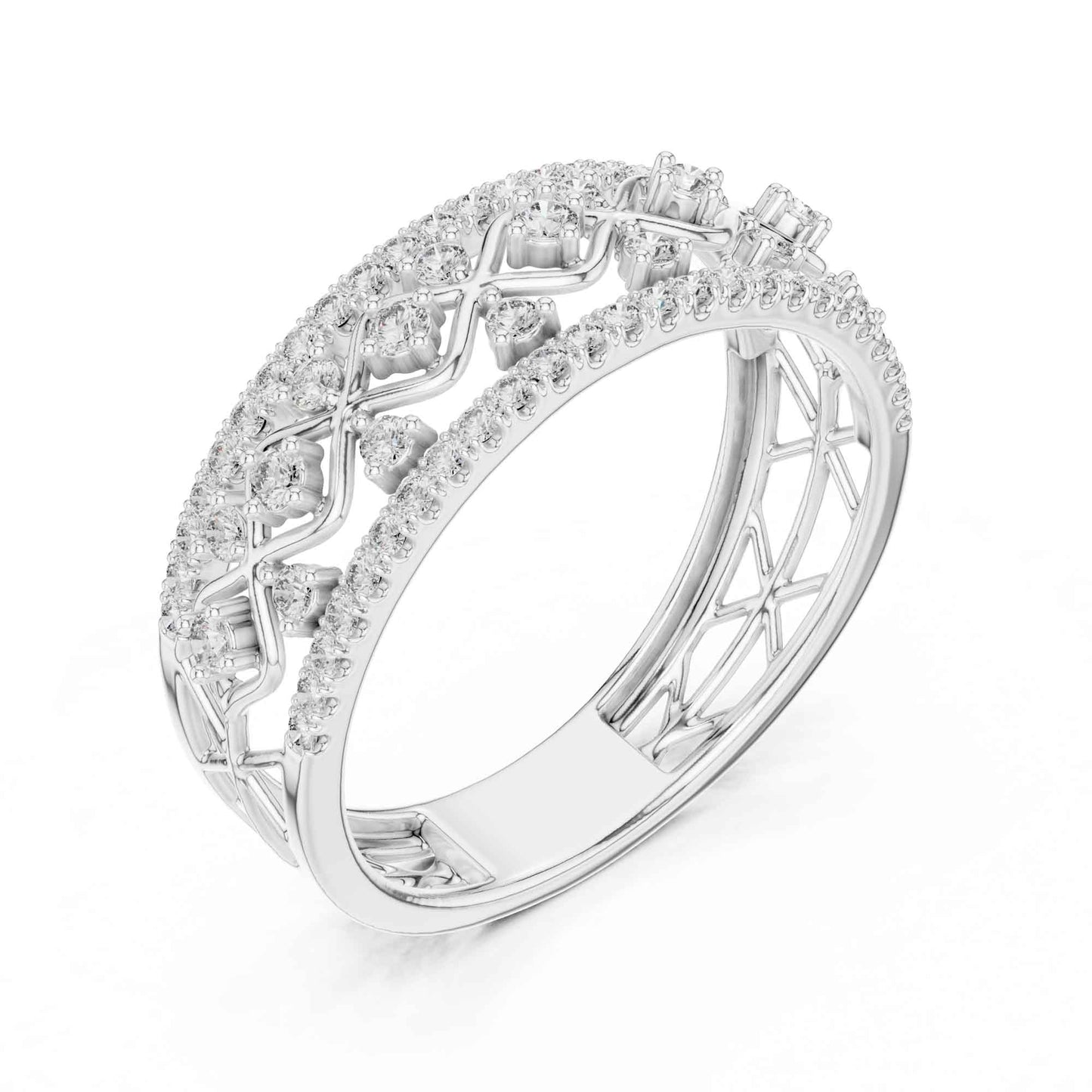 Wide Lattice Lab Grown Diamond Pavé Statement Ring