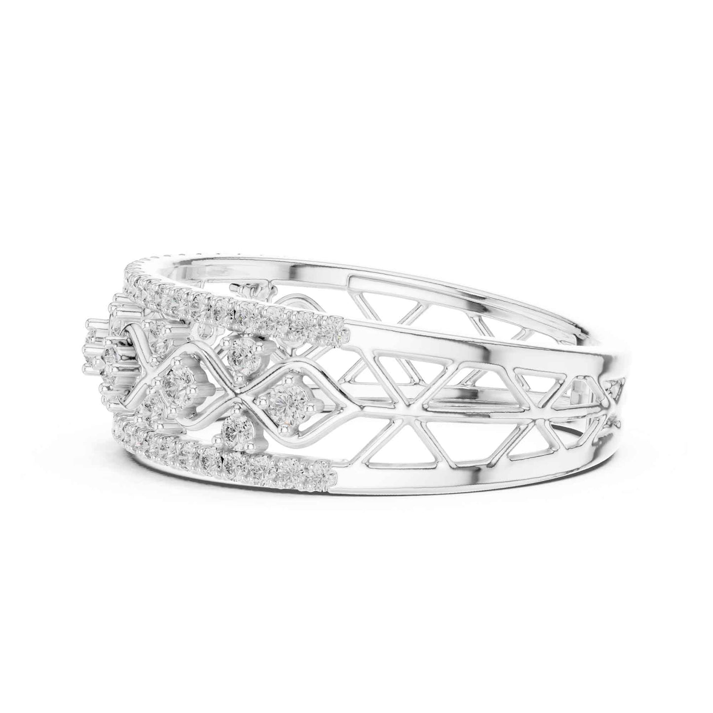 Wide Lattice Lab Grown Diamond Pavé Statement Ring
