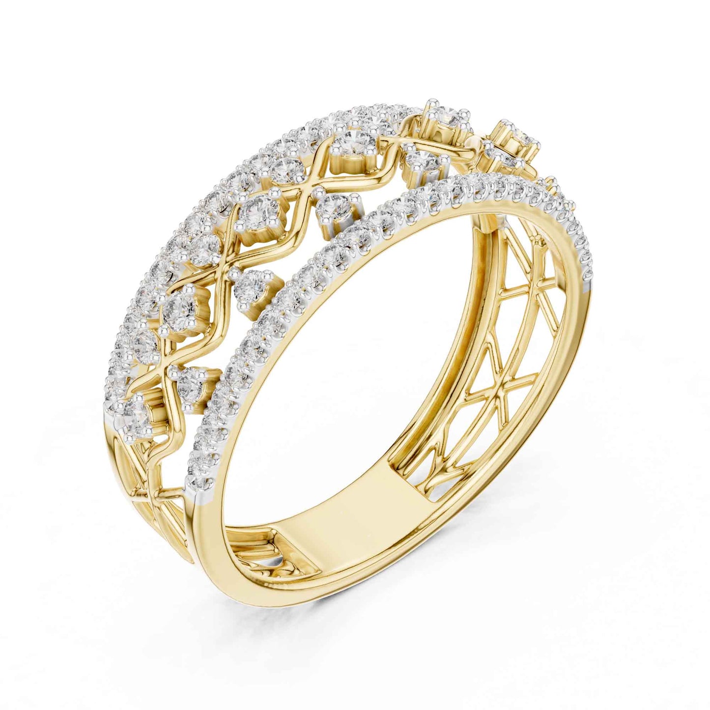 Wide Lattice Lab Grown Diamond Pavé Statement Ring
