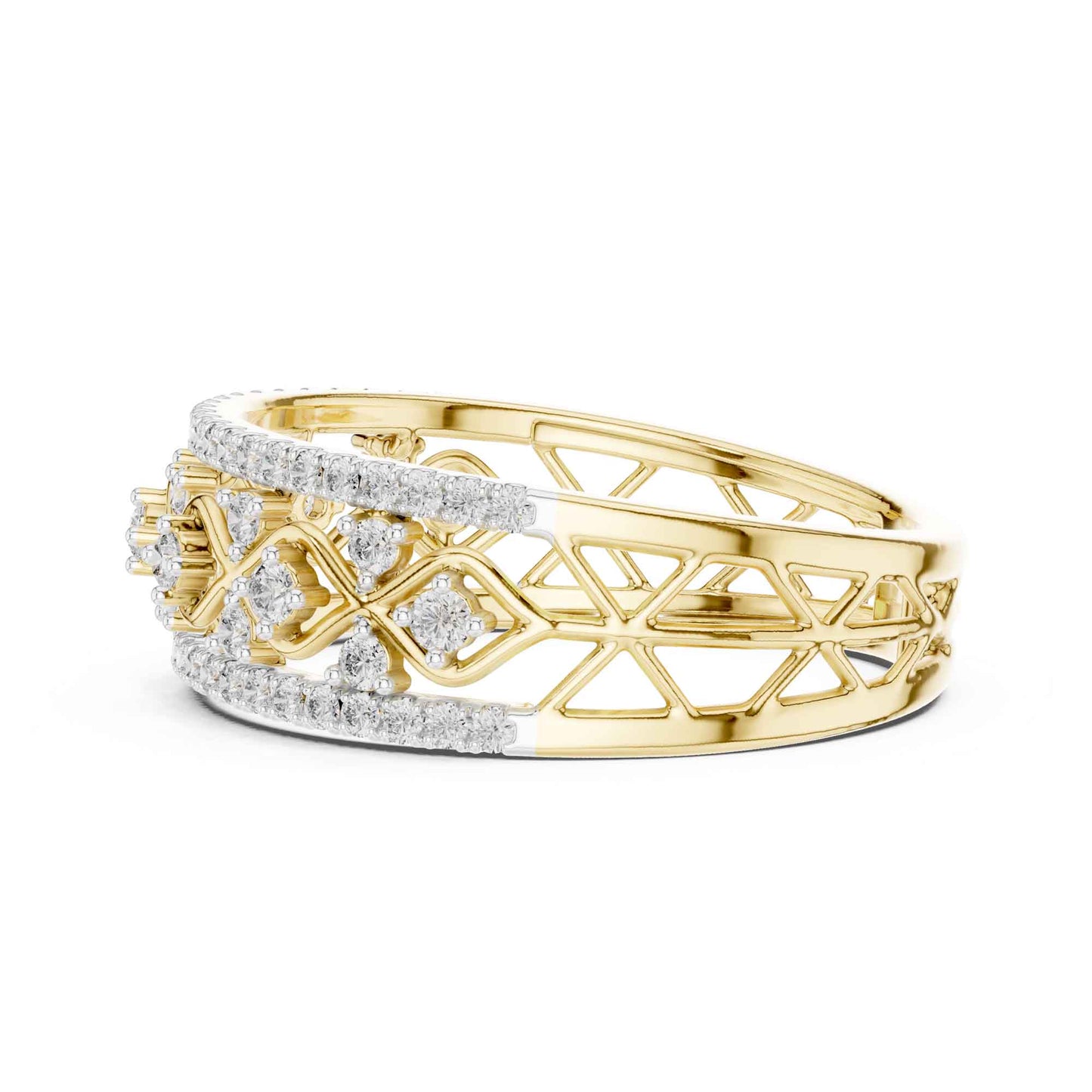Wide Lattice Lab Grown Diamond Pavé Statement Ring