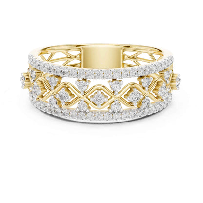 Wide Lattice Lab Grown Diamond Pavé Statement Ring