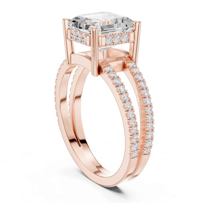 3 Carat Asscher Cut Lab Grown Diamond Solitaire Engagement Ring