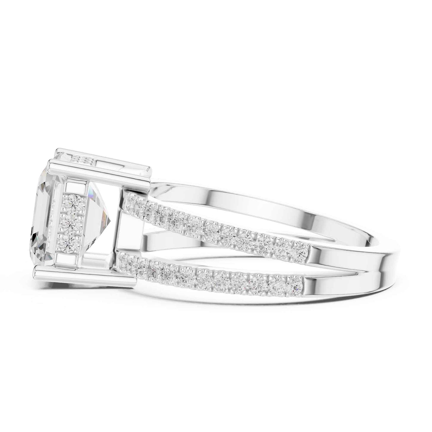 3 Carat Asscher Cut Lab Grown Diamond Solitaire Engagement Ring