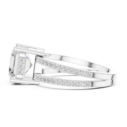 3 Carat Asscher Cut Lab Grown Diamond Solitaire Engagement Ring