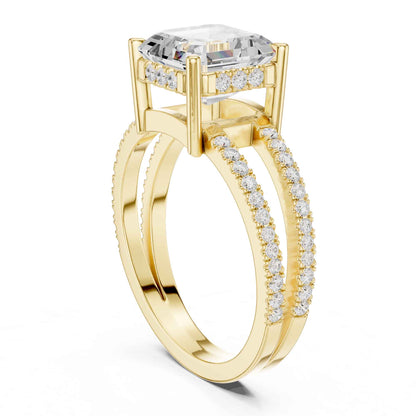 3 Carat Asscher Cut Lab Grown Diamond Solitaire Engagement Ring