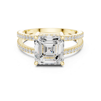3 Carat Asscher Cut Lab Grown Diamond Solitaire Engagement Ring