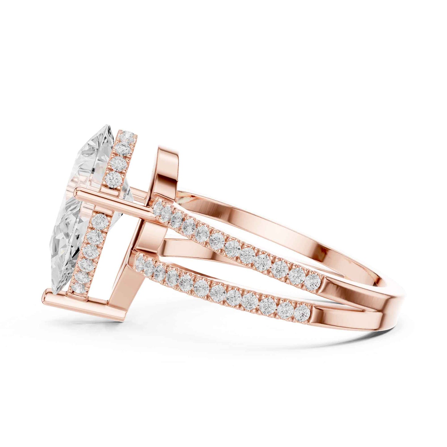 3 Carat Pear Cut Lab Grown Diamond Engagement Ring with Pavé Band