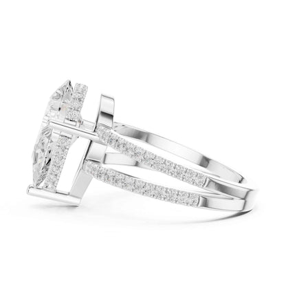 3 Carat Pear Cut Lab Grown Diamond Engagement Ring with Pavé Band