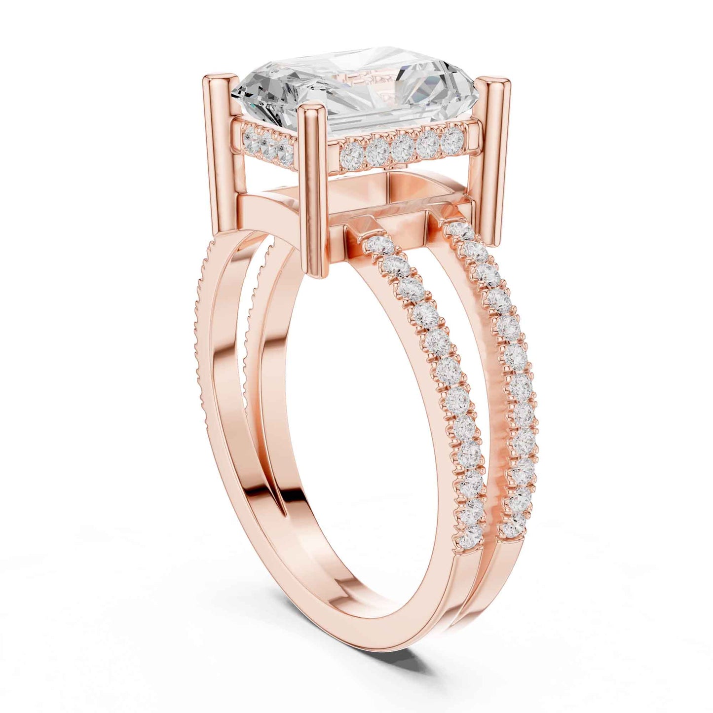 3 Carat Radiant Cut Diamond Engagement Ring Pavé Setting