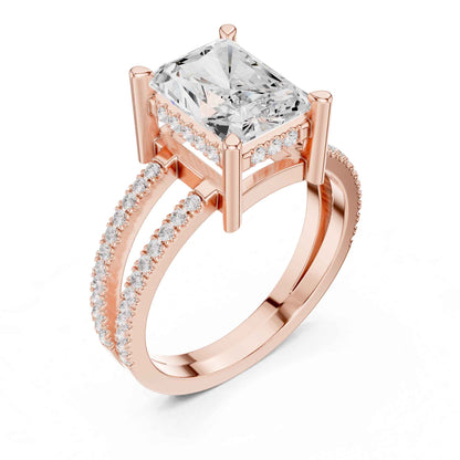 3 Carat Radiant Cut Diamond Engagement Ring Pavé Setting