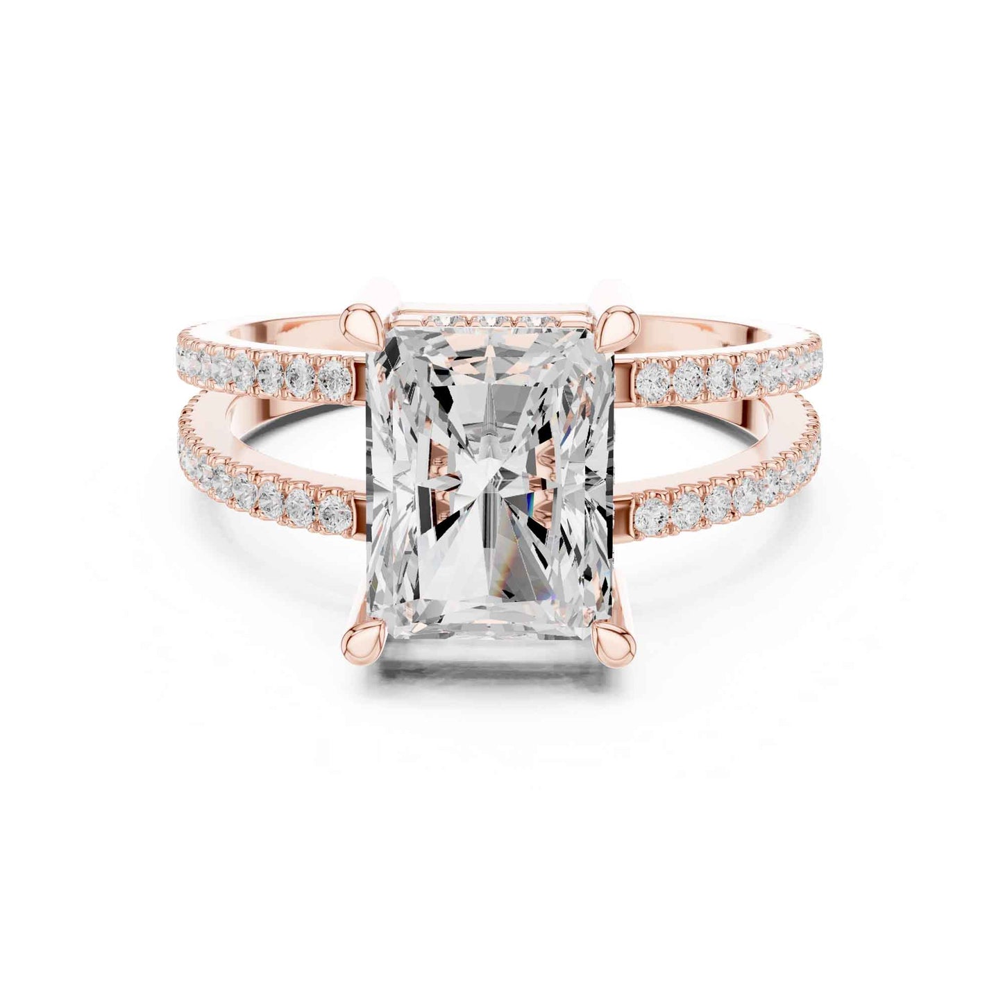 3 Carat Radiant Cut Diamond Engagement Ring Pavé Setting