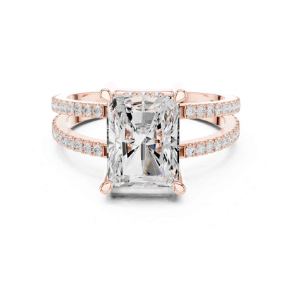 3 Carat Radiant Cut Diamond Engagement Ring Pavé Setting