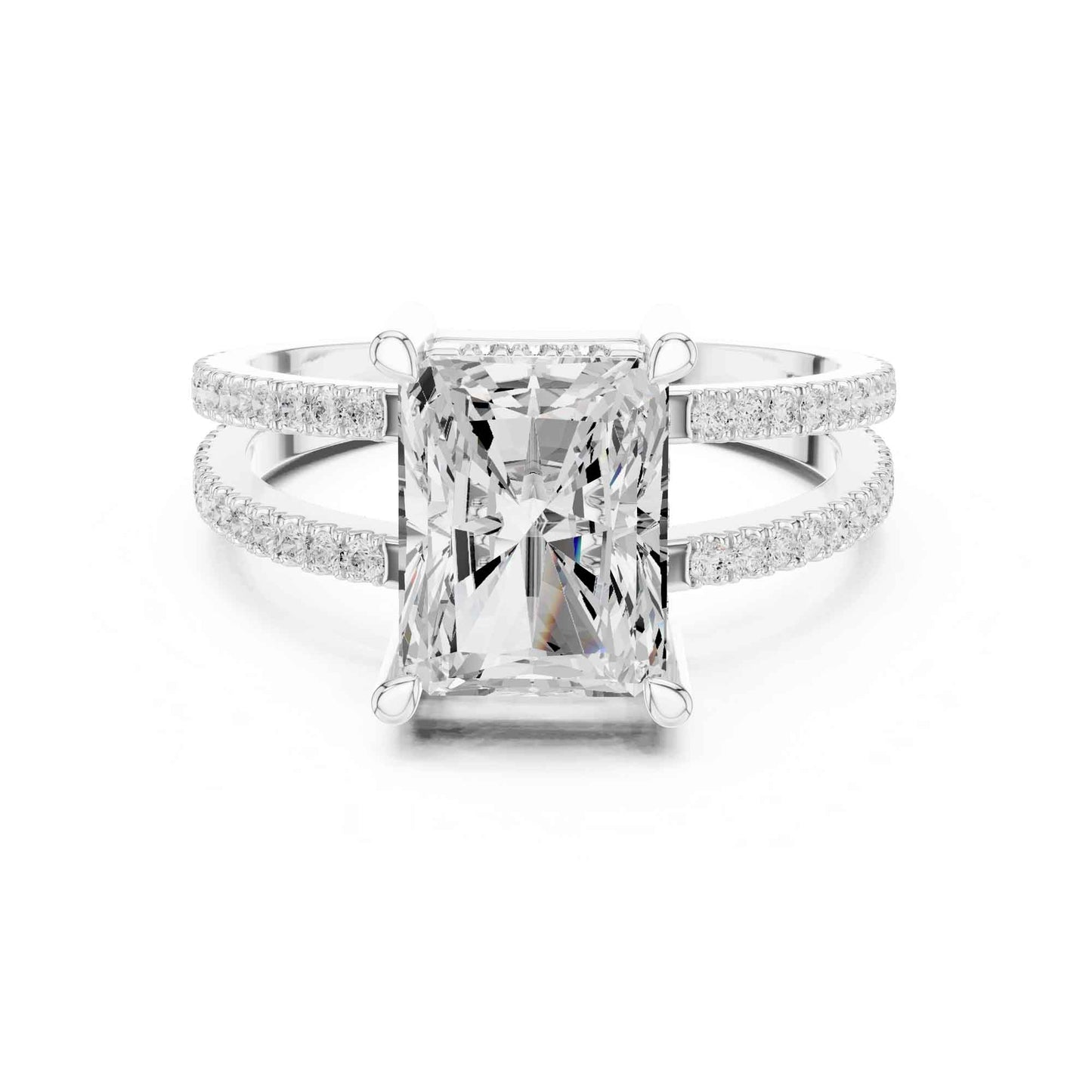 3 Carat Radiant Cut Diamond Engagement Ring Pavé Setting