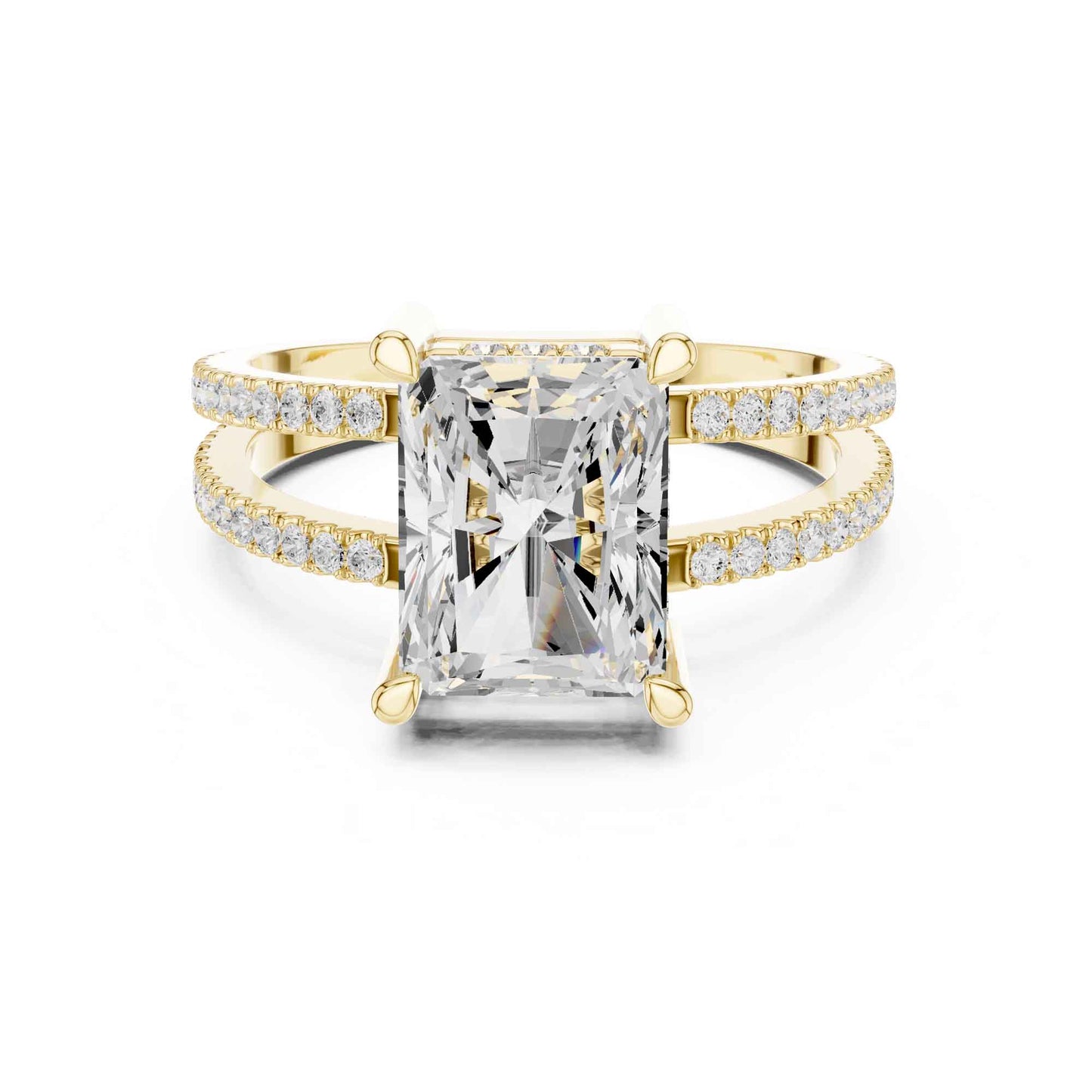 3 Carat Radiant Cut Diamond Engagement Ring Pavé Setting