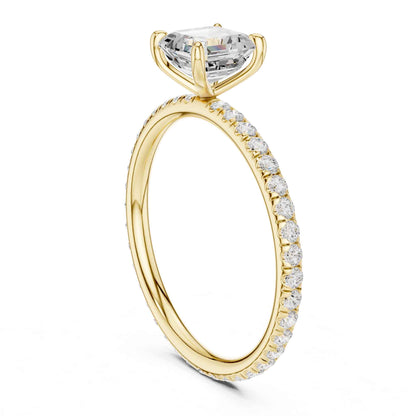 1 Carat Asscher Cut Lab Grown Diamond Engagement Ring with Pavé Band