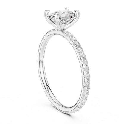 1 Carat Cushion Cut Diamond Engagement Ring with Pavé Side Diamonds