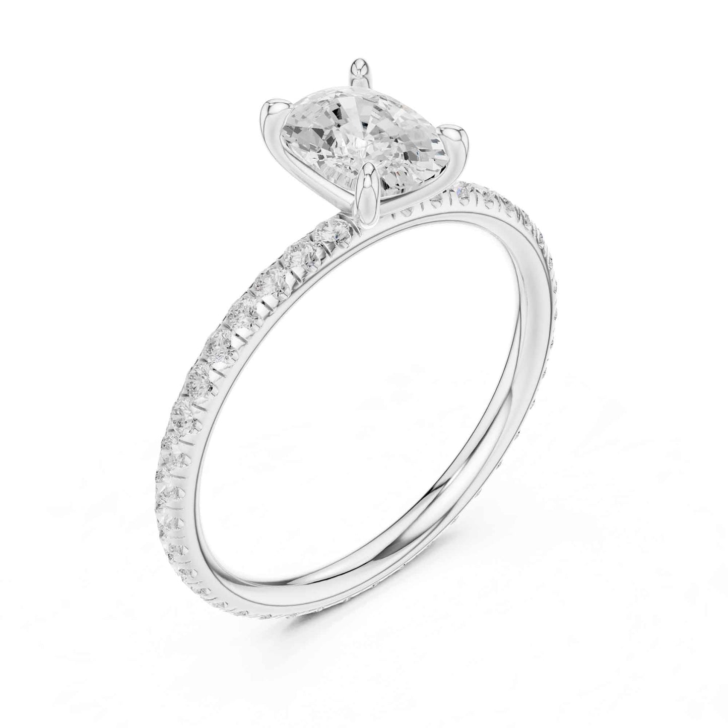 1 Carat Cushion Cut Diamond Engagement Ring with Pavé Side Diamonds